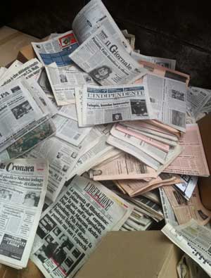 Alcuni dei quotidiani raccolti