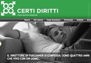 La schermata del sito di "Certi diritti" con l'articolo di Galeotti