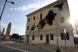 Un'immagine del terremoto in Emilia