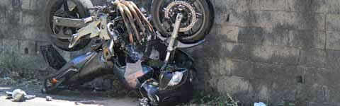 La moto dopo lo scontro