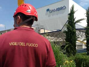 Vigili viterbesi al lavoro in Emilia