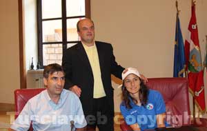 Agnese con il vicesindaco di Vignanello Vincenzo Grasselli e l'assessore Andrea Danti
