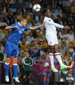 Leonardo Bonucci durante la partita di Euro 2012 contro l'Inghilterra