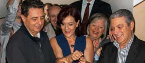 Il taglio del nastro con il sindaco Marini e il presidente della Provincia Meroi