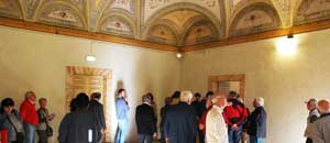 Gli ambienti interni di Palazzo Bruschi Falgari, nuova sede della biblioteca comunale
