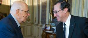 Il rettore dell'Università della Tuscia Mancini e il capo dello Stato Napolitano