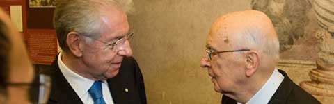 Mario Monti dopo il colloquio con il presidente Giorgio Napolitano