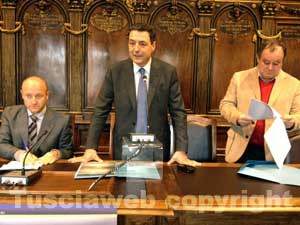Il sindaco Marini con gli assessori Buzzi e Fattorini