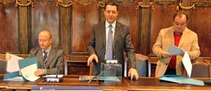 Il sindaco Marini con gli assessori Buzzi e Fattorini