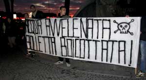 Uno degli striscioni