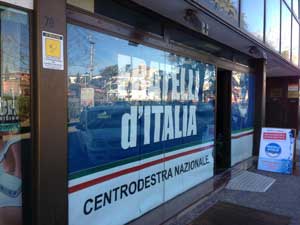 La sede di Fratelli d'Italia in via Romiti a Viterbo