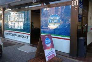 La sede di Fratelli d'Italia in via Romiti a Viterbo