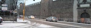 Neve all'alba a Viterbo