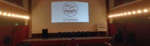 Il palco del cinema Genio che ospiterà l'incontro con Monti