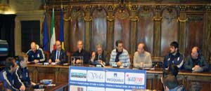Il presidente della Provincia Meroi, il sindaco Marini e l'assessore allo Sport Buzzi