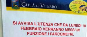 L'avviso per i parcheggiatori