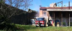 Incendio all'ex gazometro