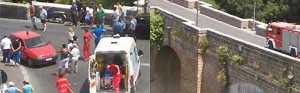 I vigili del fuoco intervengono sul ponte Clementino