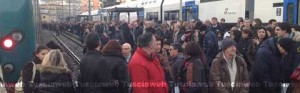 Un'immagine della protesta dei pendolari del 13 marzo