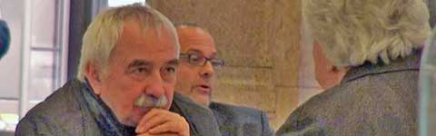 Un'immagine di Sposetti al bar con Verdini