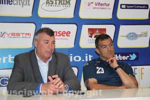 Il direttore sportivo della Viterbese Maurizio Manfra e l'allenatore Massimiliano Farris