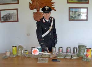 Il materiale sequestrato dai carabinieri 