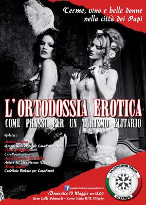La locandina dell'incontro sull'ortodossia erotica organizzato da CasaPound
