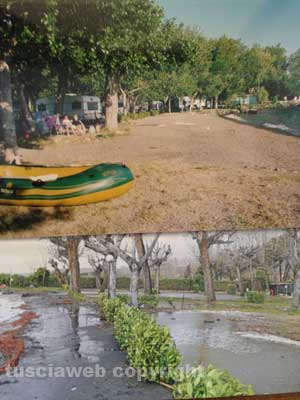 Sopra la spiaggia come era un anno fa e sotto la spiaggia come è oggi