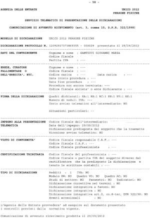 Clicca per ingrandire la prima pagina della dichiarazione dei redditi
