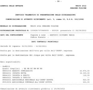 Clicca per ingrandire la seconda pagina della dichiarazione dei redditi