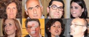 Gli otto assessori designati: Saraconi, Ricci, Barelli, Ciambella, Zucchi,  Serra, Valeri e Fersini