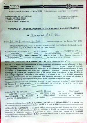 La sanzione arrivata al sindaco di Corchiano
