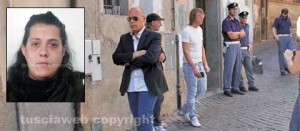 Zampaglione con i suoi uomini in via della Marrocca - Nel riquadro Roberta Ortolani
