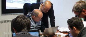 Gianlorenzo e Fumarola nella sede del Pdl, a controllare i dati delle amministrative 2013
