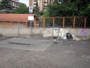 L'impianto di scolo per i camper nel parcheggio di piazzale Romiti