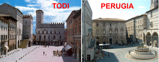 I centri storici di diverse città del centro Italia