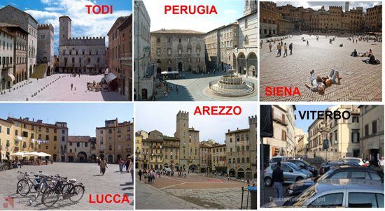 I centri storici di diverse città del centro Italia