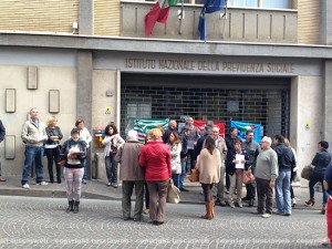 La protesta dei lavoratori Inps