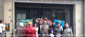La protesta dei lavoratori Inps