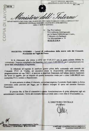 La lettera del ministero dell'Interno