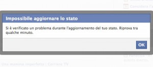 Il messaggio d'errore Facebook