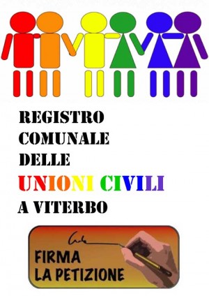 Il volantino della petizione per il registro comunale delle unioni civili
