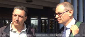 Giulio Marini esce dalla Procura con l'avvocato Alessandro Diddi