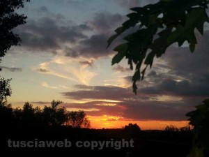Il tramonto in località Casone, a Blera