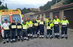 I volontari dell'Aeopc Viterbo e Tarquinia con l'ambulanza a fine esercitazione