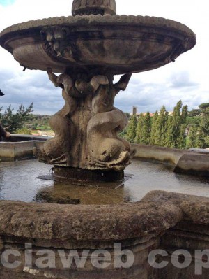 Melma nella fontana del giardino del Comune