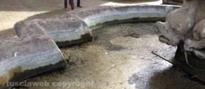 Melma nella fontana del giardino di piazza del comune