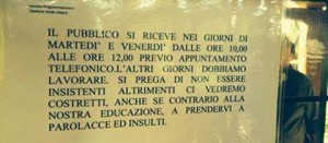 Il cartello dell'ufficio Gestione verde urbano