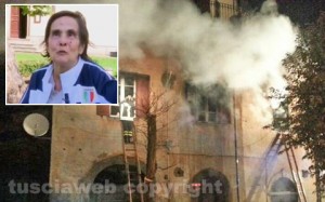 Vallerano - La casa in fiamme e nel riquadro Assunta