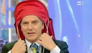 Massimo Mecarini con il ciuffo a Uno Mattina